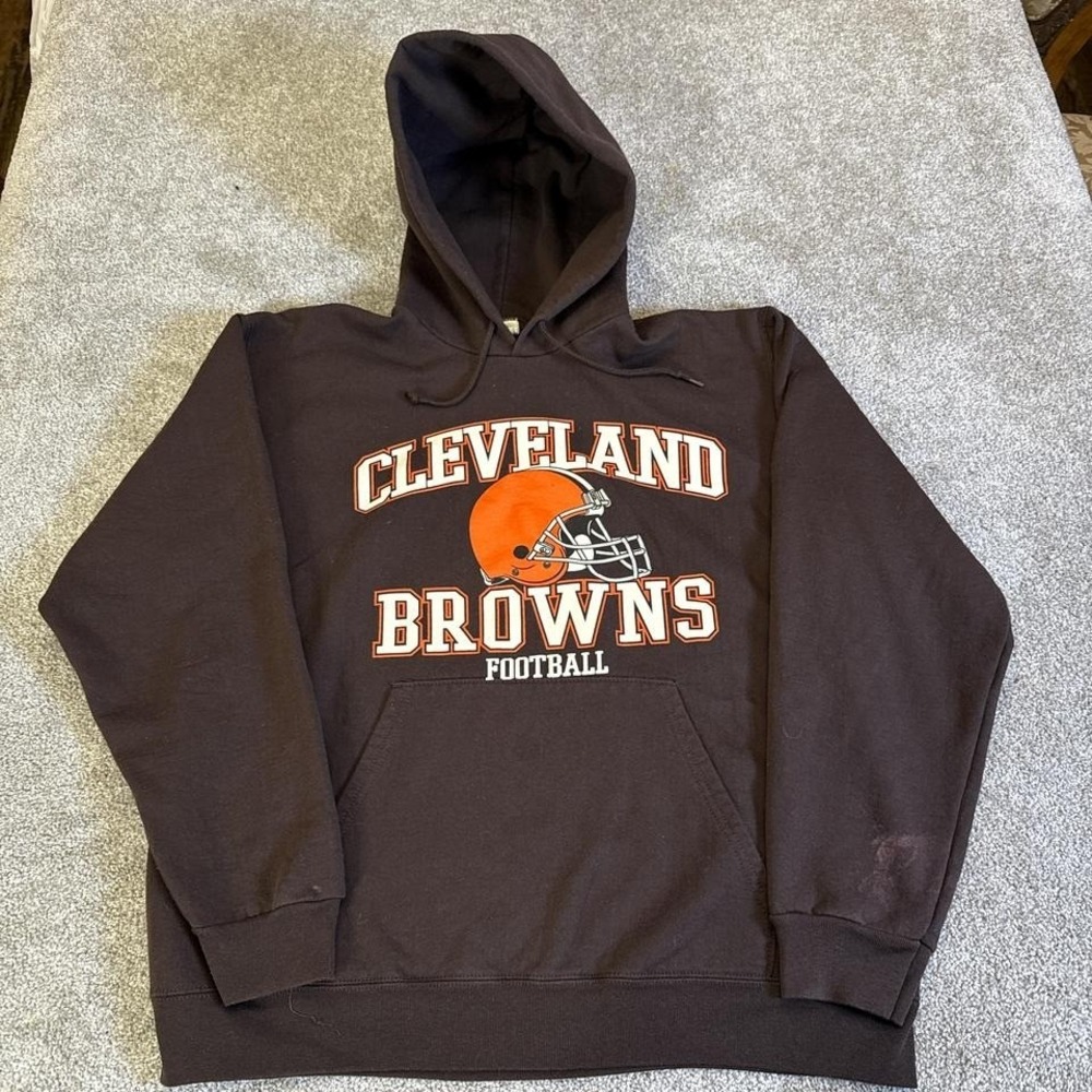 Vintage 90s Cleveland Browns Hoodie NFL Brown Pullover Sweatshirt Retro Football